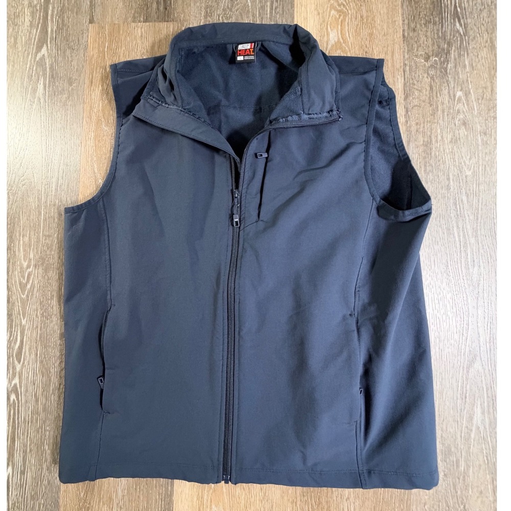 32 Degrees Heat Vest Mens Large Navy Full Zip Softshell Fleece Lined Pockets